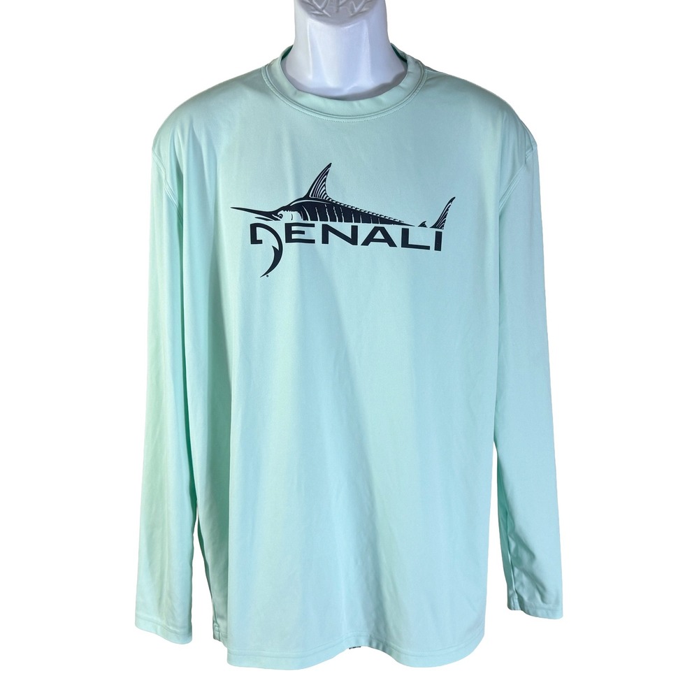 Denali Performance Shirt Mens Large Blue Long Sleeve Marlin Graphic Fishing‎ Tee